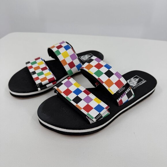 VANS Cayucas Sandals size 5 Women's Multicolor Checkerboard Dual Strap - Picture 1 of 11
